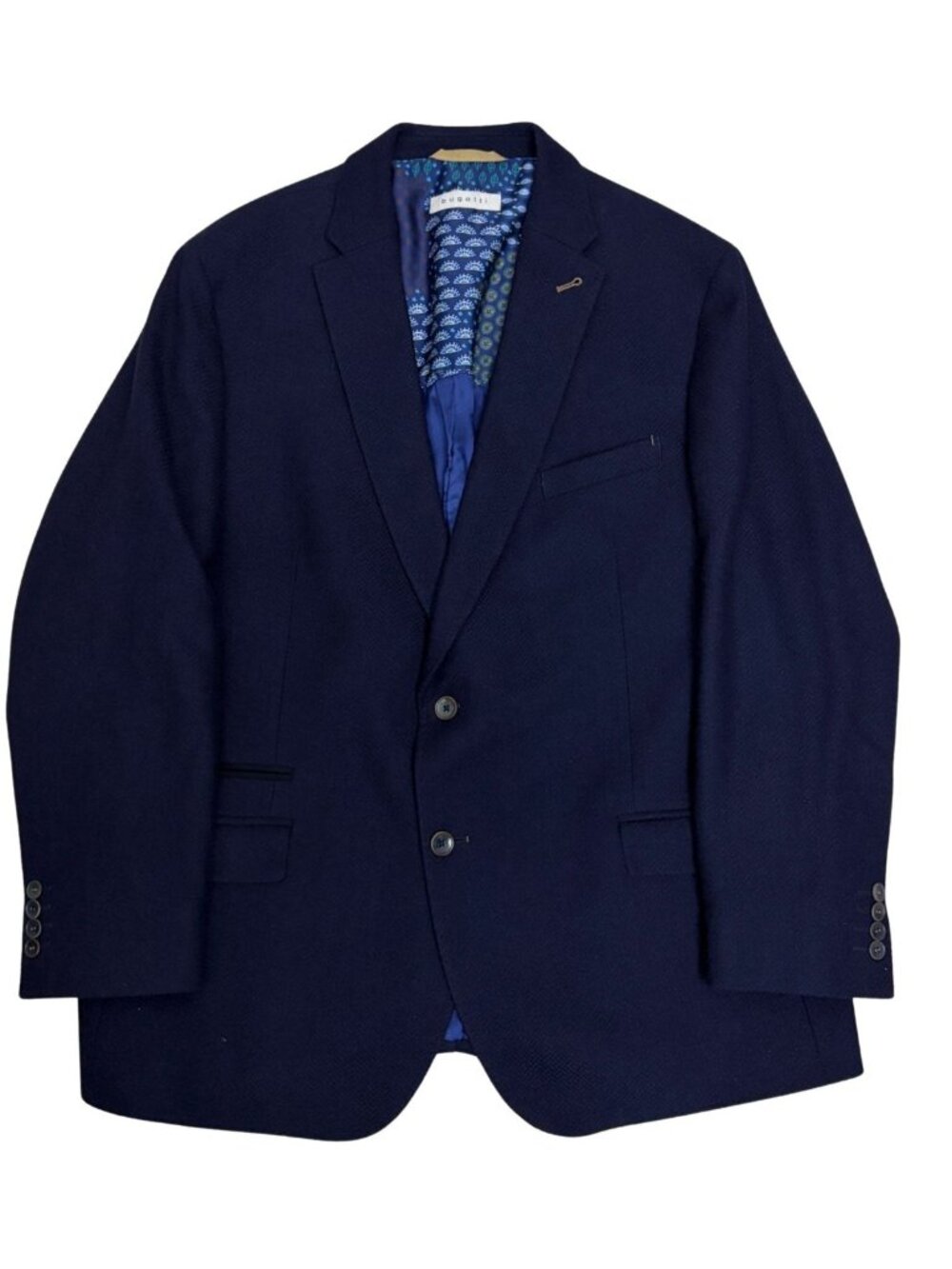 $700 BUGATTI Blazer Blue Luxury Designer Sport Coat WOOL Blend Jacket Mens Large